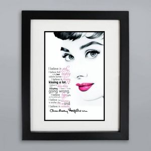 Audrey Hepburn wall Art Quote pink framed 11x14